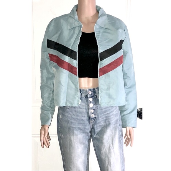 579 Jackets & Blazers - 5.7.9 Vintage 90s spring jacket blue with red and black stripes Small